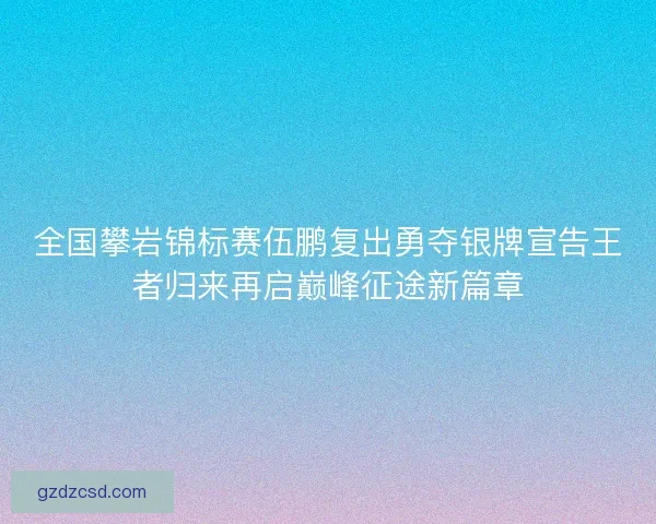 全国攀岩锦标赛伍鹏复出勇夺银牌宣告王者归来再启巅峰征途新篇章